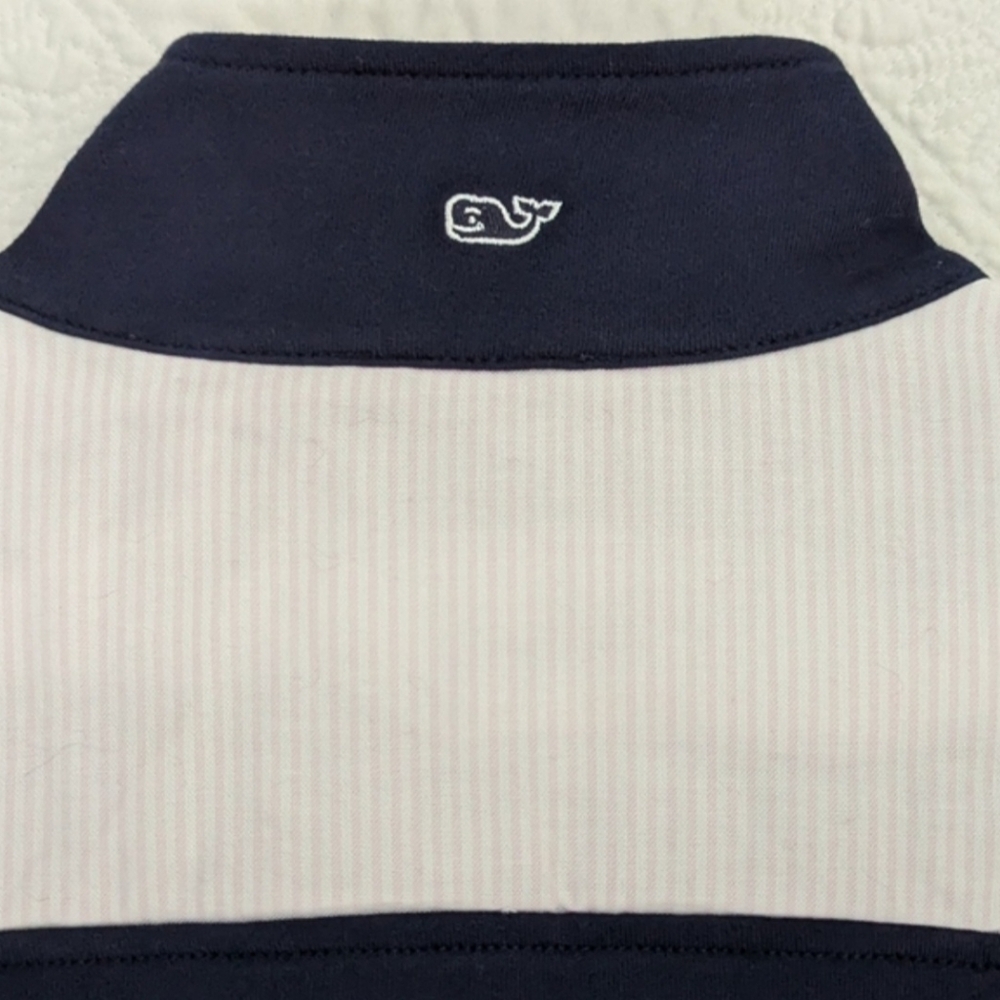 Vineyard Vines Navy and Pink Quarter-Zip Sweatshirt - Picture 8 of 8
